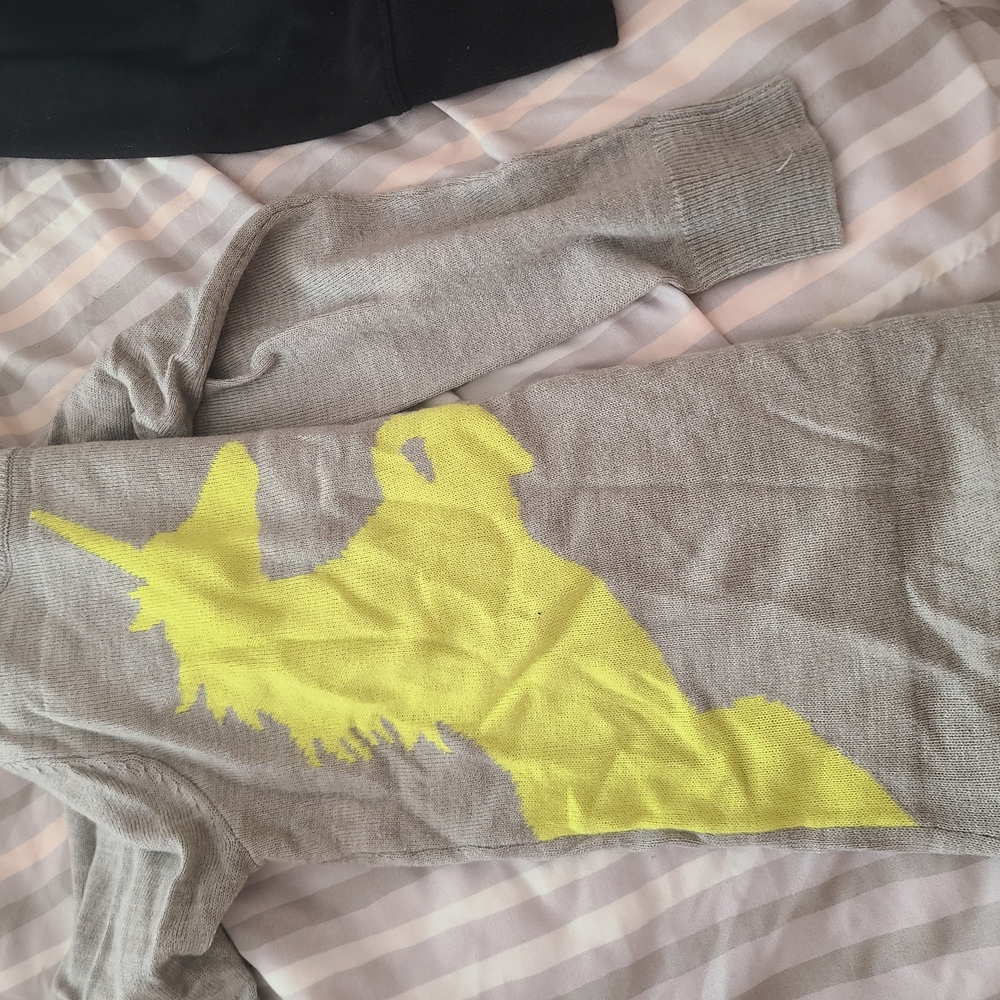 Gray Sweater with Yellow Unicorn Design